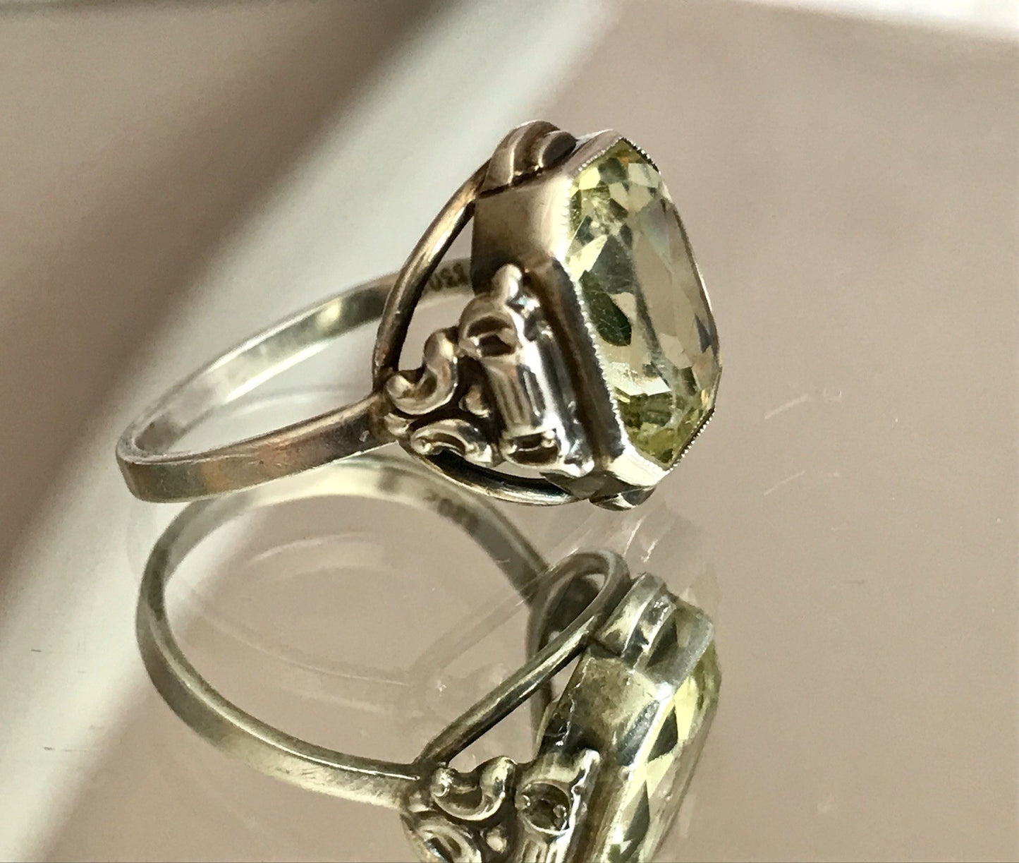 Antik Jugendstil Art Déco Edel Damen Ring Citrin? Stein Silber 830 S ~ Gr.54-56