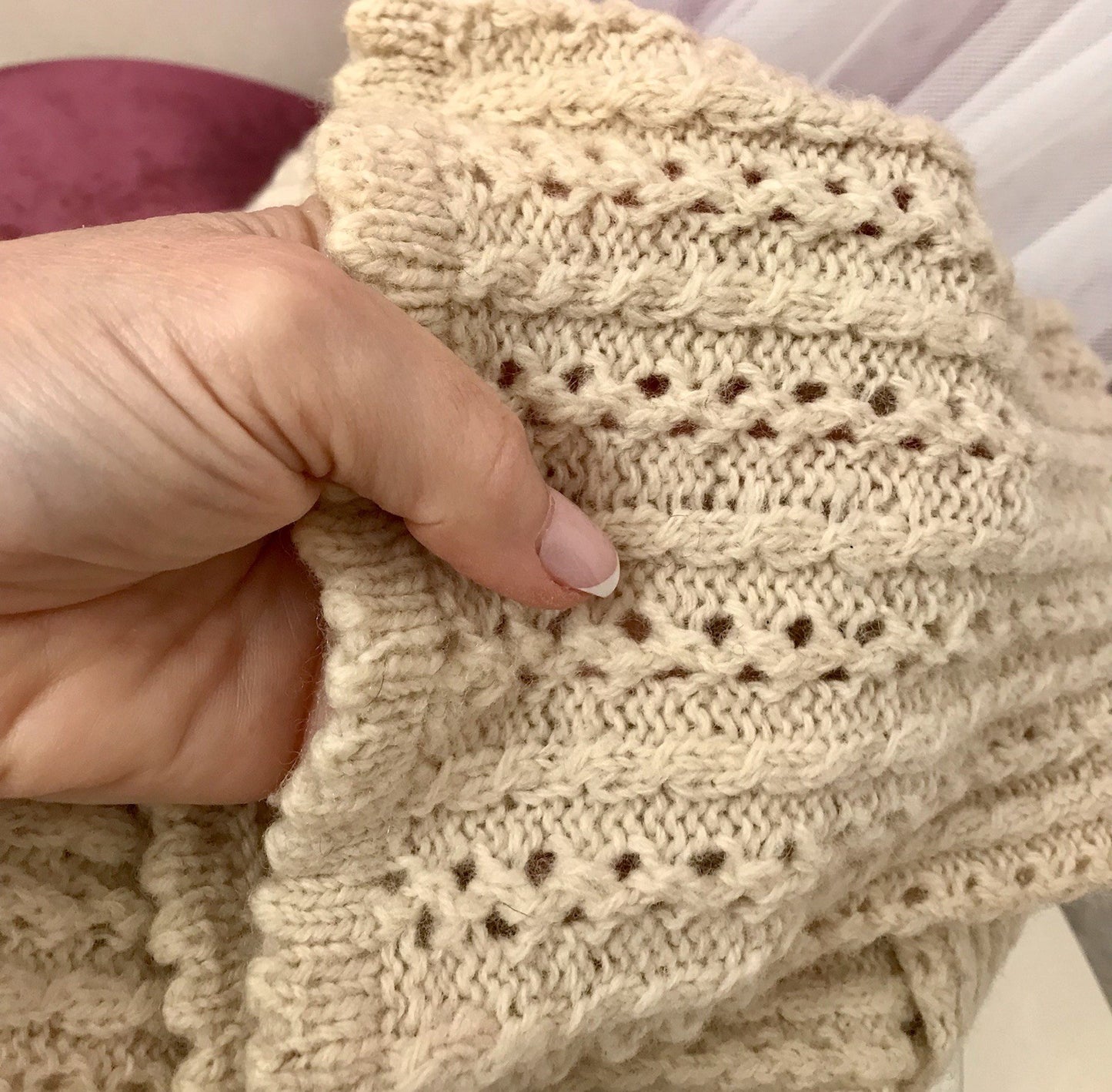 Antik Strümpfe Overkneestrümpfe Schaf-Wolle beige Trachten?
