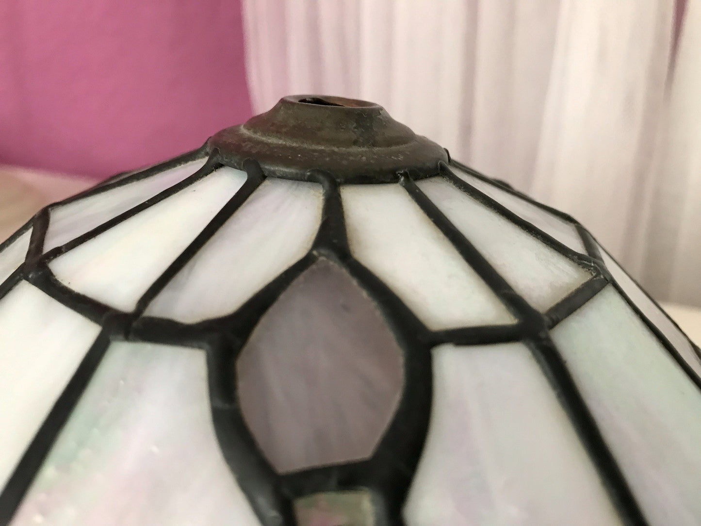 Antik? alt Glasschirm Lampenschirm Tiffany-Technik irisierendes Glas 2 Blumen