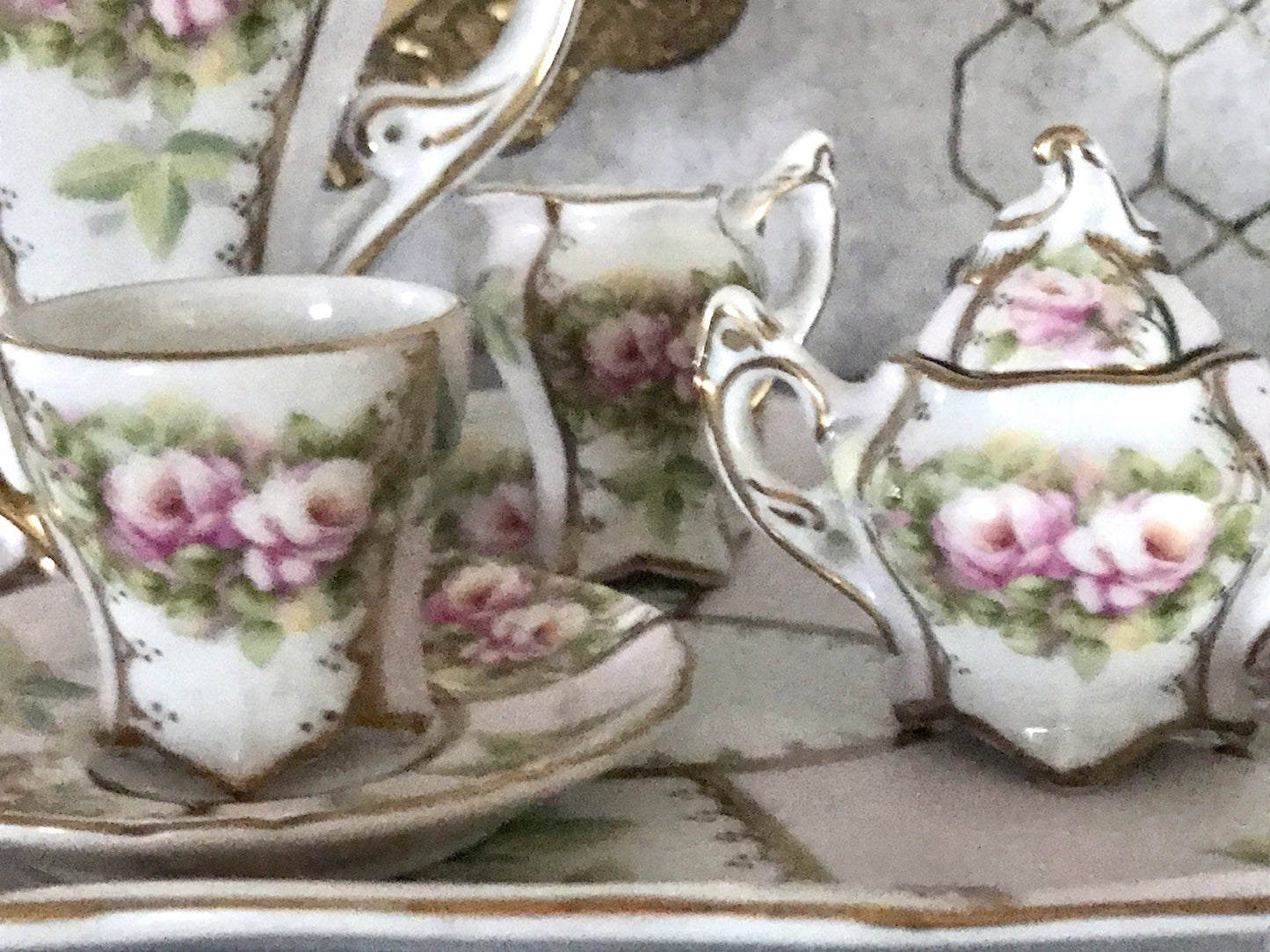 Replik Puppenservice Porzellan Kaffeeservice Geschirr Miniatur MO Othengrafen