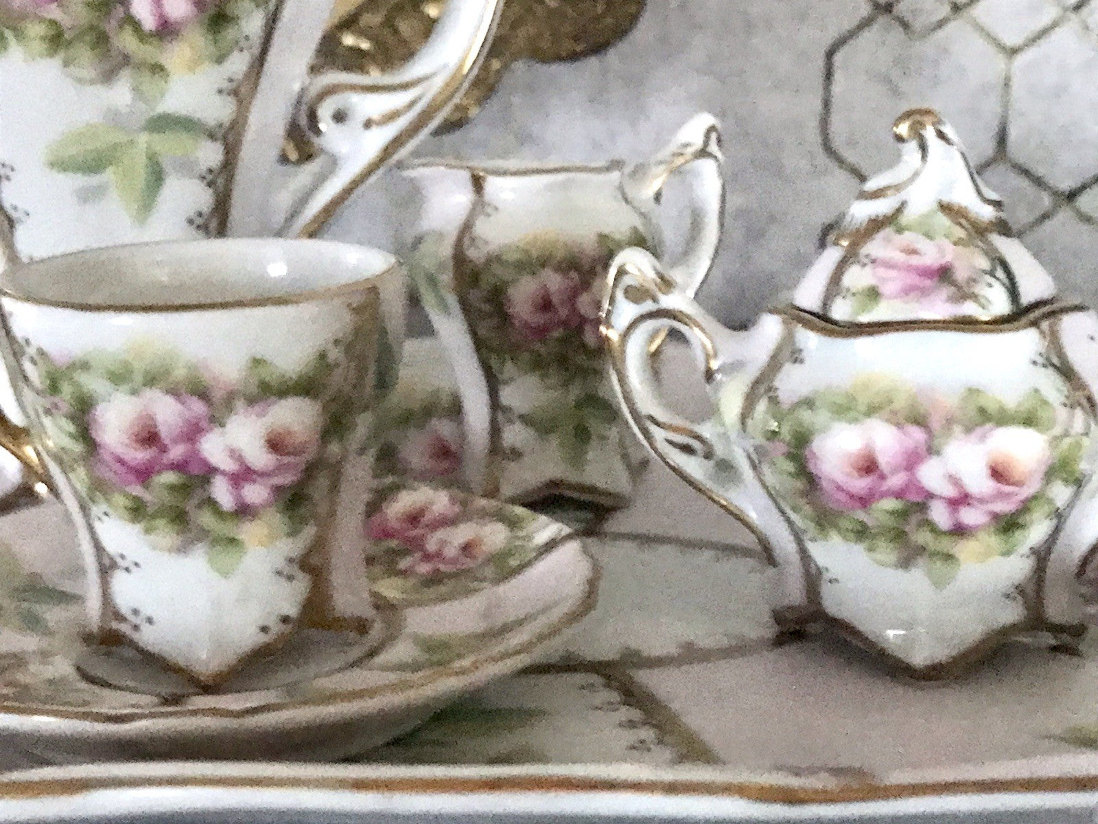 Replik Puppenservice Porzellan Kaffeeservice Geschirr Miniatur MO Othengrafen