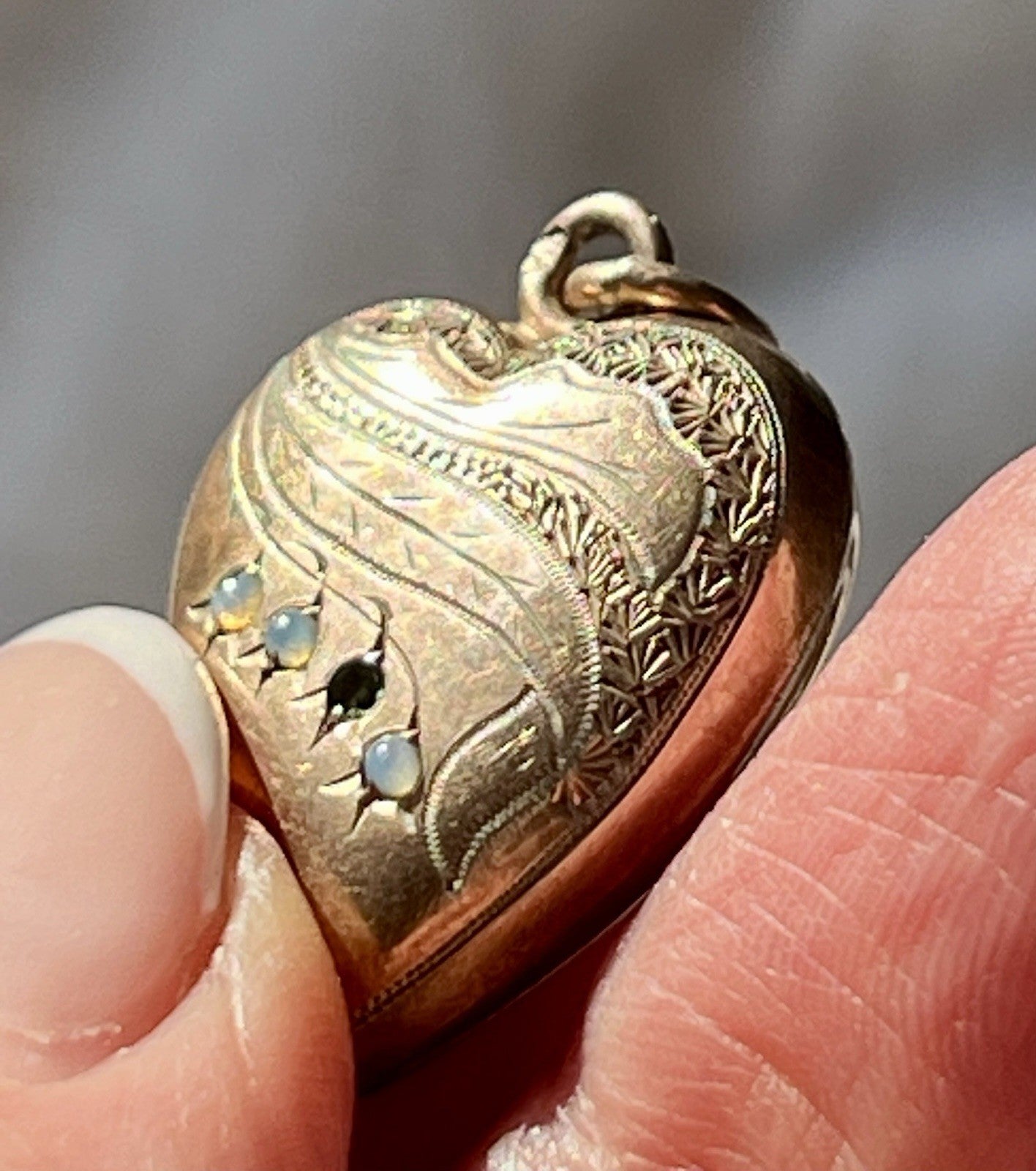 Antik Herz Kettenanhänger Anhänger Schaumgold? Walzgold? gold Doublè? Opale?
