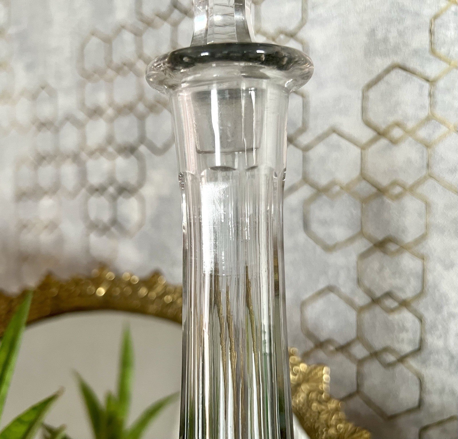 Antik Groß Art Deco Karaffe Kristallglas Bleikristall geschliffen SCHÖN
