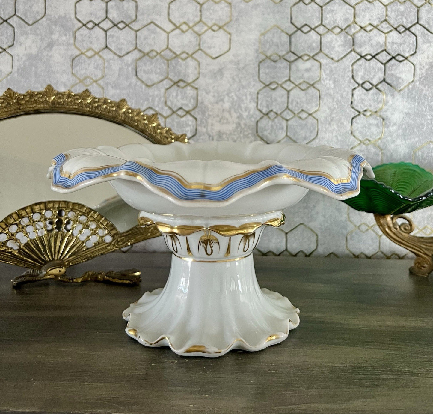 Antik Biedermeier Porzellan Fußschale Schale  ca. 1830 Pressmarke N So SCHÖN!!