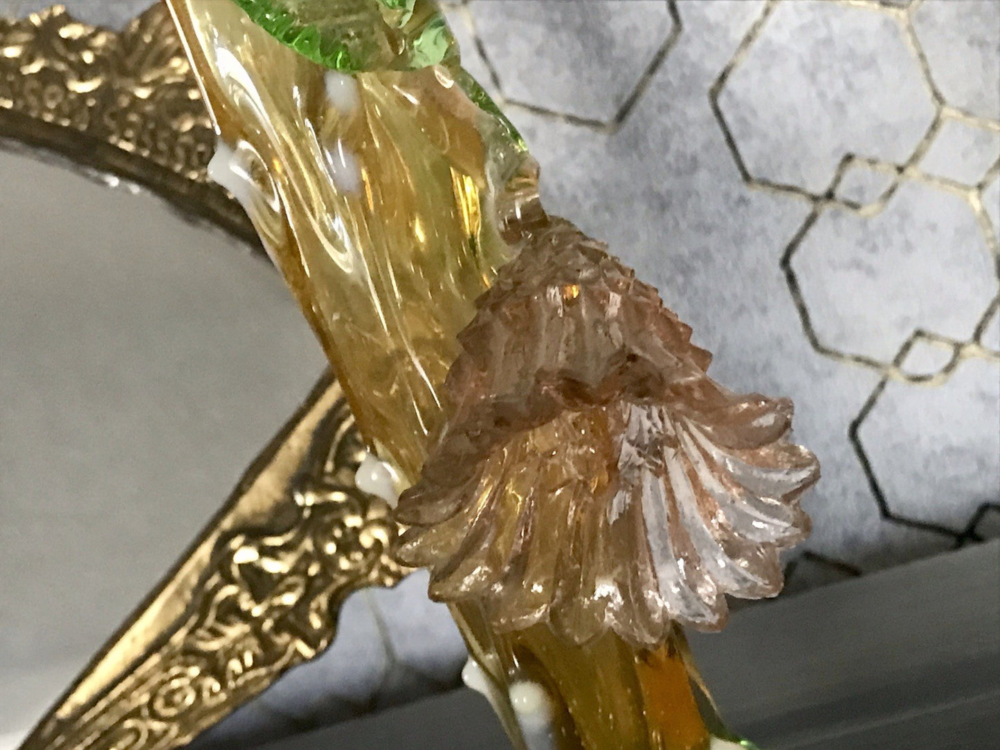 Antik Vase Glasvase Jugendstil Aufschmelzungen Krallik? Lötz? teils Uranglas