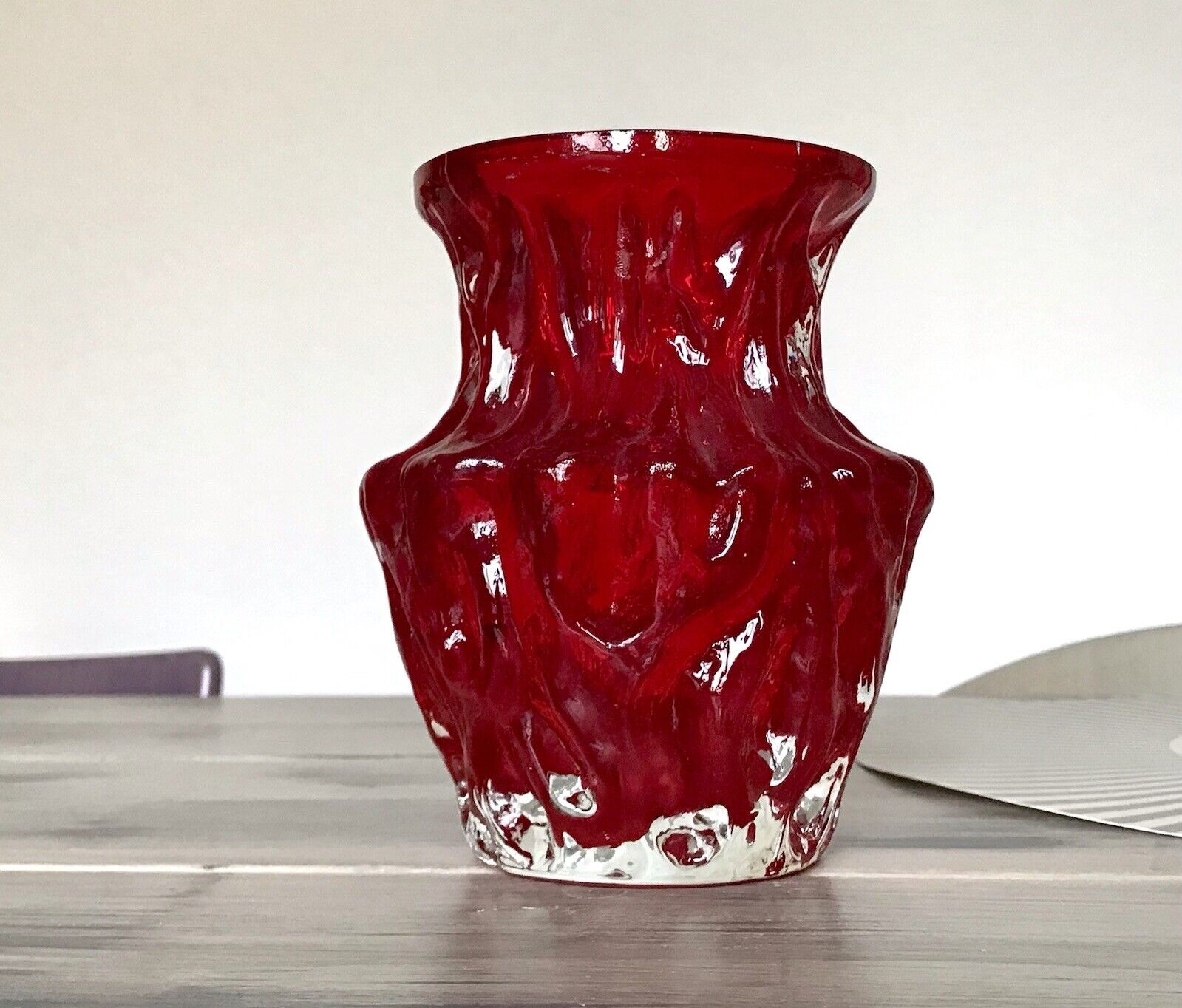 70er Jahre rot Glas Vase Blumenvase Glasvase Glas By Kurt Wokan Ingrid Hütte