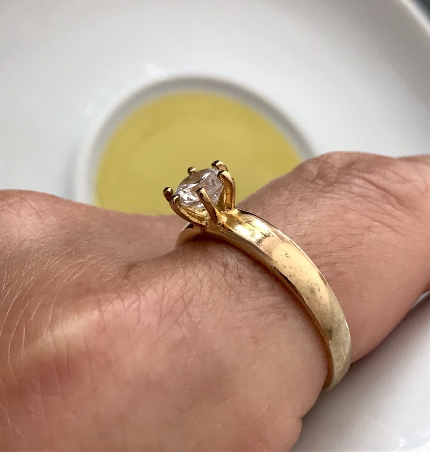 Vintage alt Damen Ring Silber 925 Gr.60 farbloser Stein Solitär 19,1 vergoldet