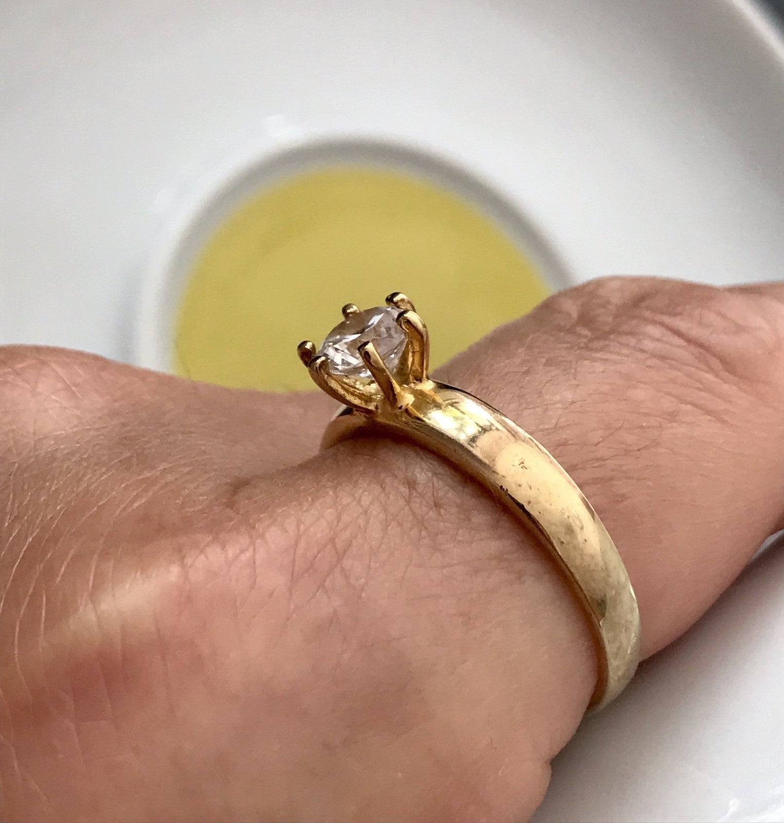 Vintage alt Damen Ring Silber 925 Gr.60 farbloser Stein Solitär 19,1 vergoldet