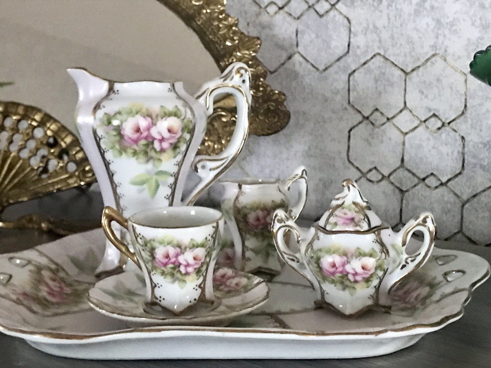 Replik Puppenservice Porzellan Kaffeeservice Geschirr Miniatur MO Othengrafen