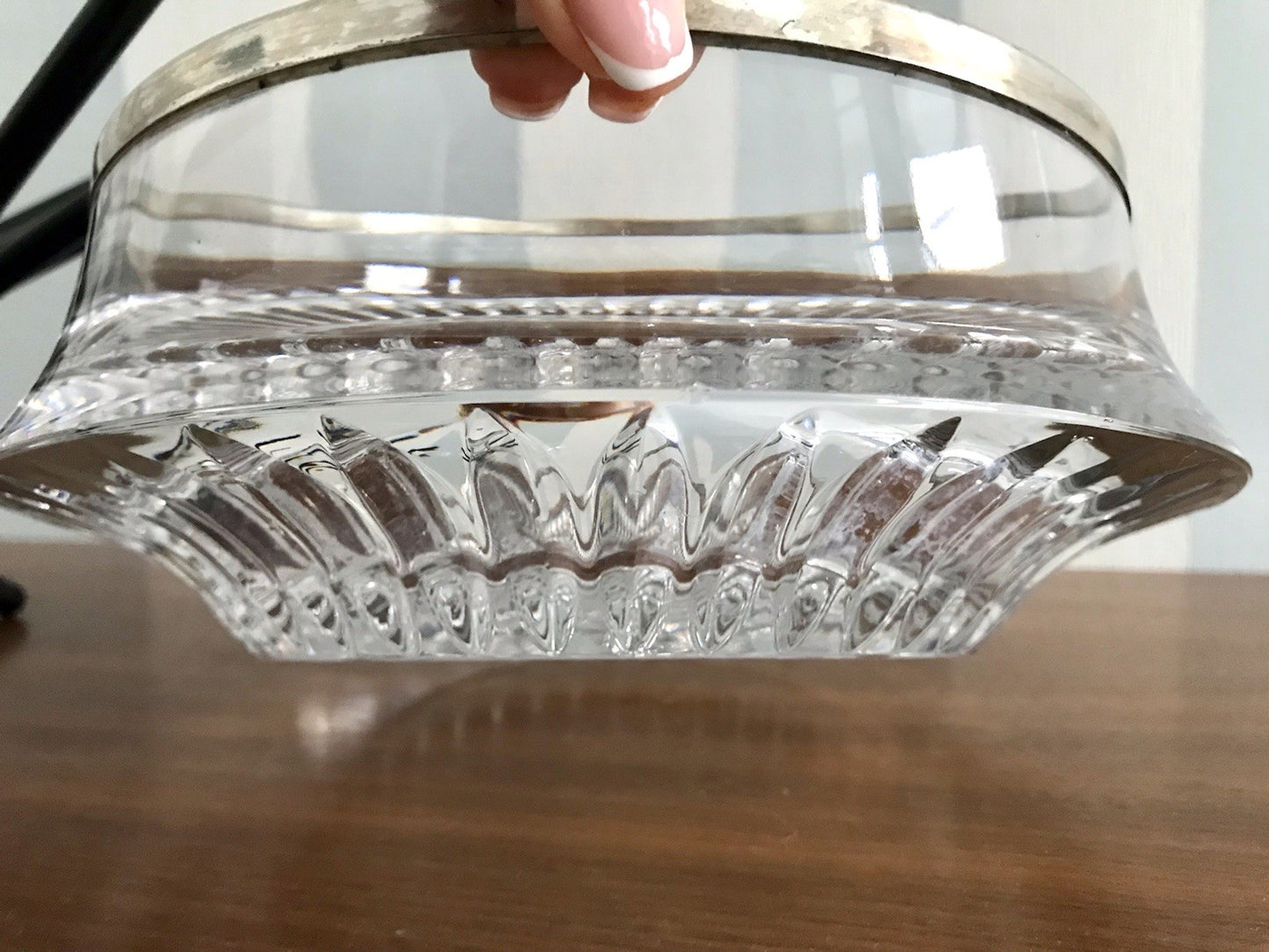 Vintage Glasschale Schale Glas versilbert Rand Kristallglas Bleikristall Europa