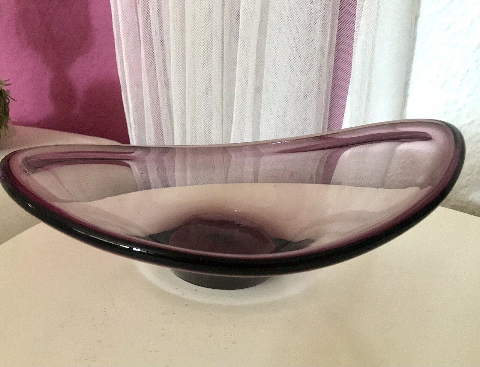 Murano Vintage Design Schale Glas beere aubergine Überfangglas