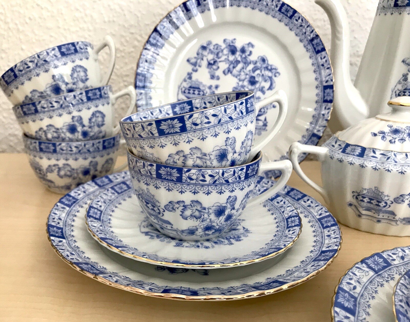 Edel Vintage Porzellan Kaffeeservice 12 Pers. Seltmann Weiden &andere China blau
