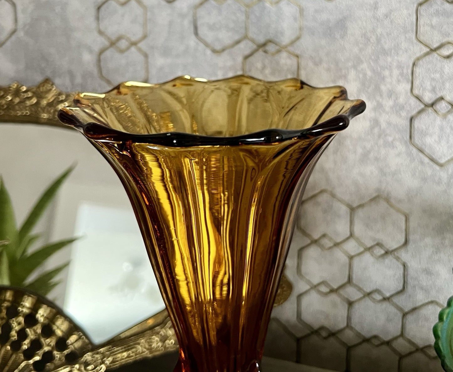 Art Déco 1 Vase Glasvase Pressglas Antik Bernstein Gelb Amber Glas Stölzle?