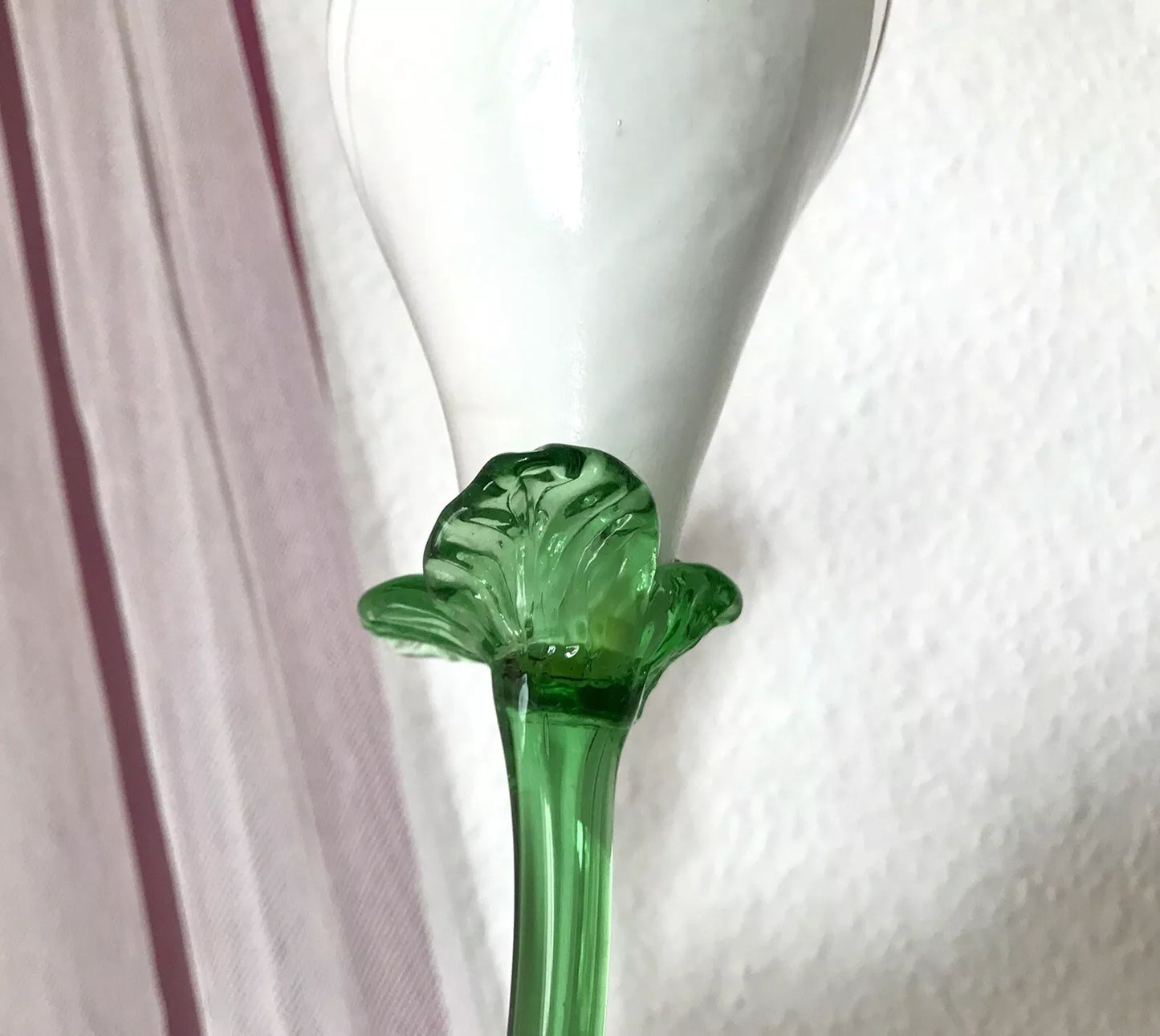 Vintage Murano ? 60er Jahre Glas Blume Kalla am Stiel ca. 50 cm lang & Blatt