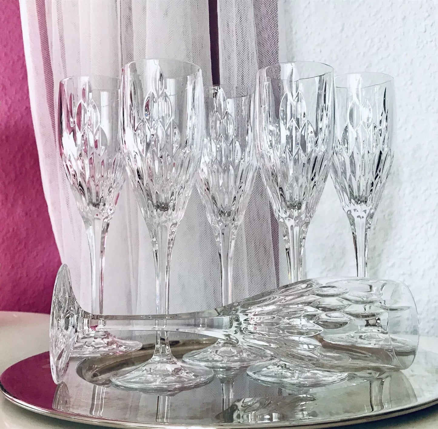 Vintage 6 EDEL Nachtmann Champagner Sektflöten Sektgläser Glas Kristallglas