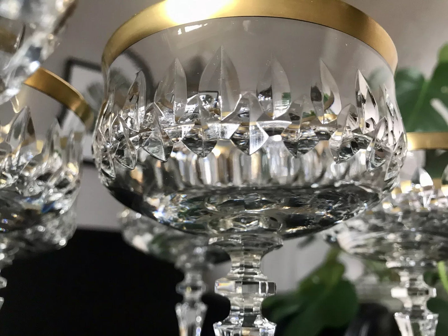 Vintage 12 EDEL Sekt Champagnerschalen Gläser Kristallglas Sektschalen Goldrand