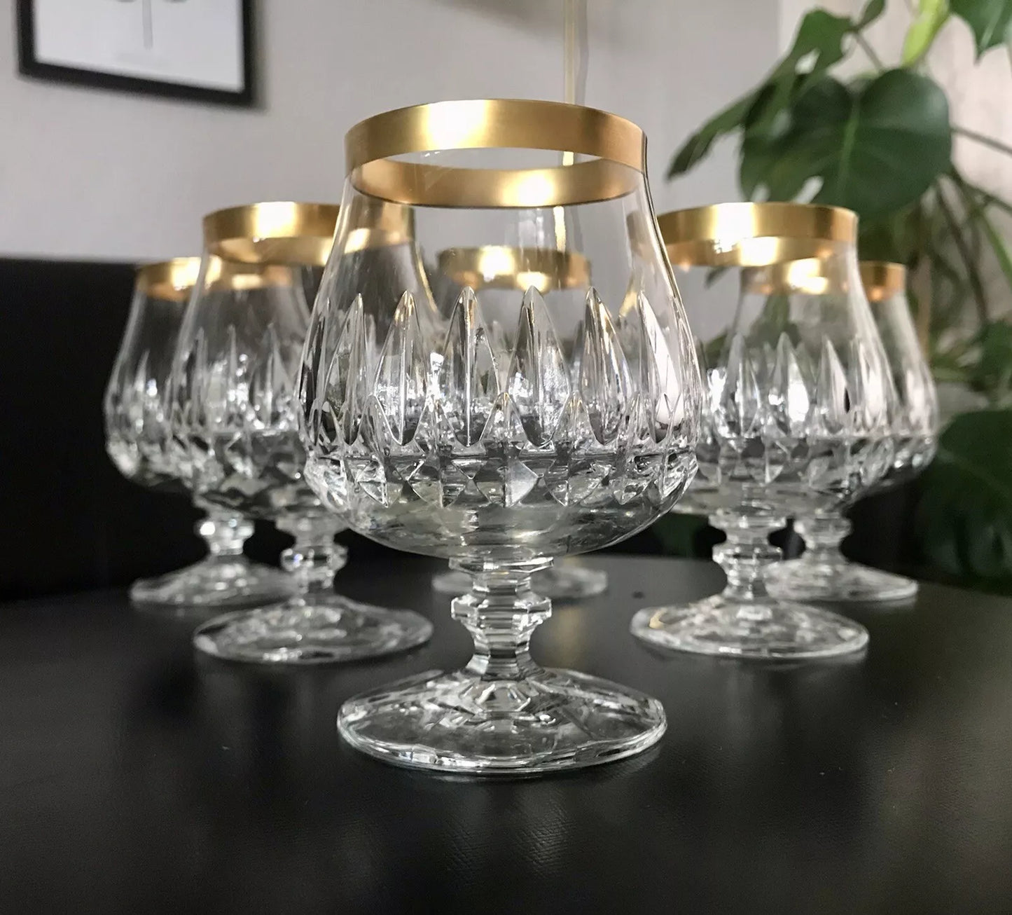 Vintage 12 EDEL Cognacschwenker Cognac Gläser Kristallglas Goldrand