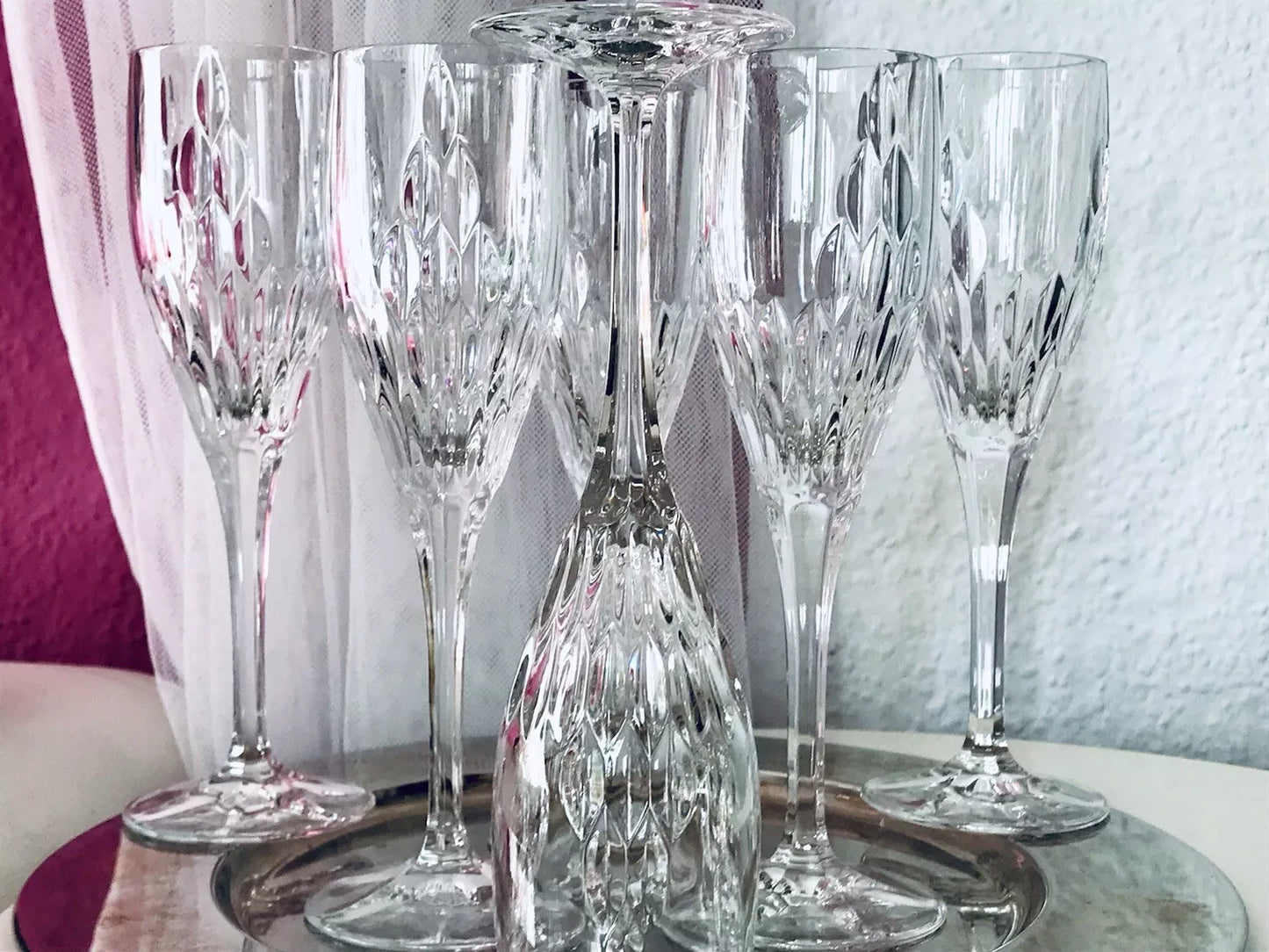 Vintage 6 EDEL Nachtmann Champagner Sektflöten Sektgläser Glas Kristallglas