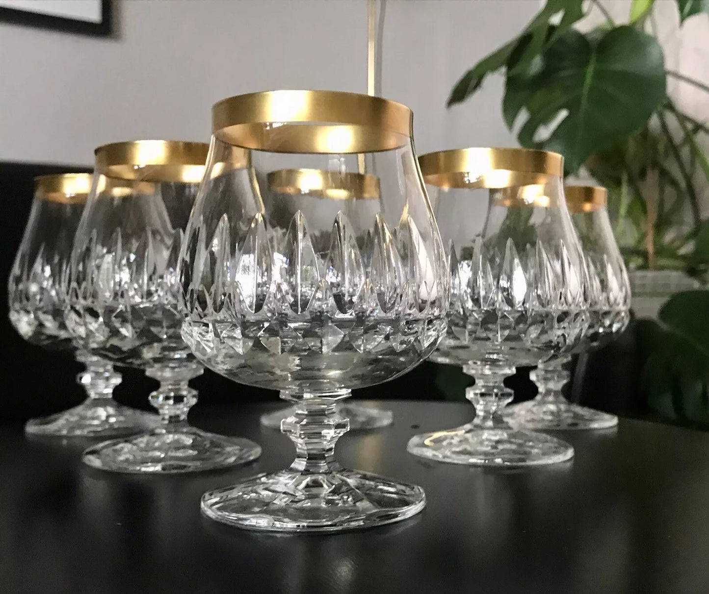 Vintage 12 EDEL Cognacschwenker Cognac Gläser Kristallglas Goldrand