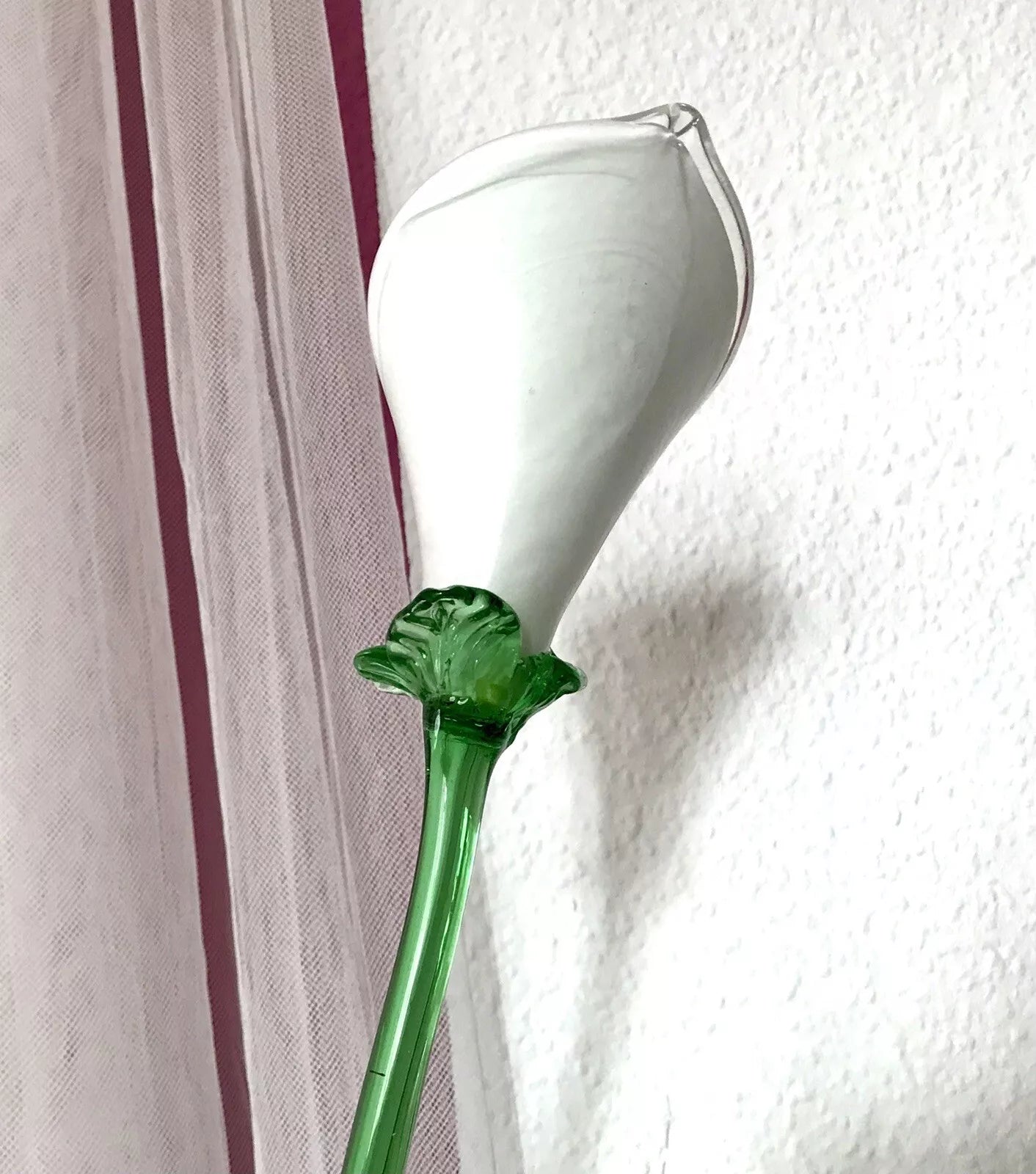 Vintage Murano ? 60er Jahre Glas Blume Kalla am Stiel ca. 50 cm lang & Blatt