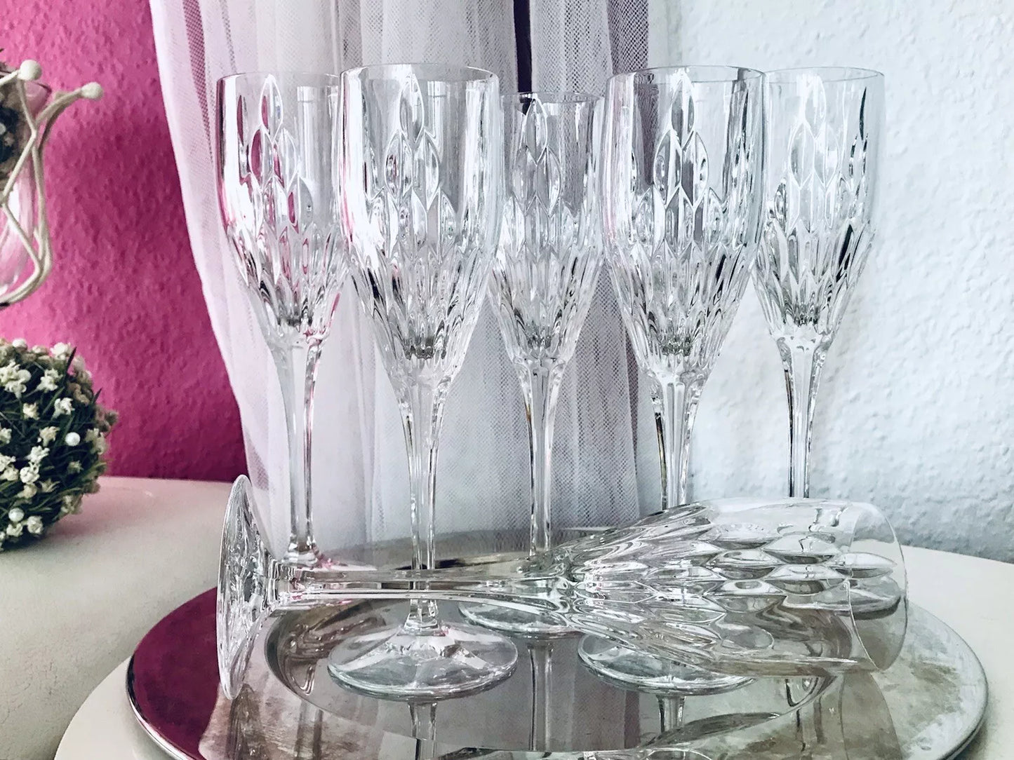 Vintage 6 EDEL Nachtmann Champagner Sektflöten Sektgläser Glas Kristallglas