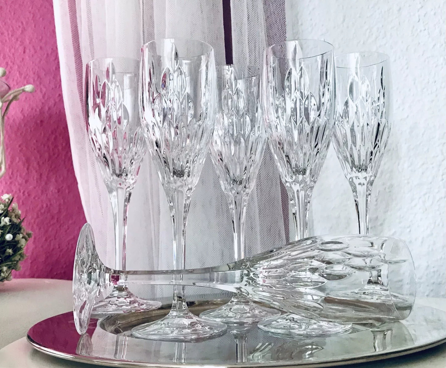 Vintage 6 EDEL Nachtmann Champagner Sektflöten Sektgläser Glas Kristallglas