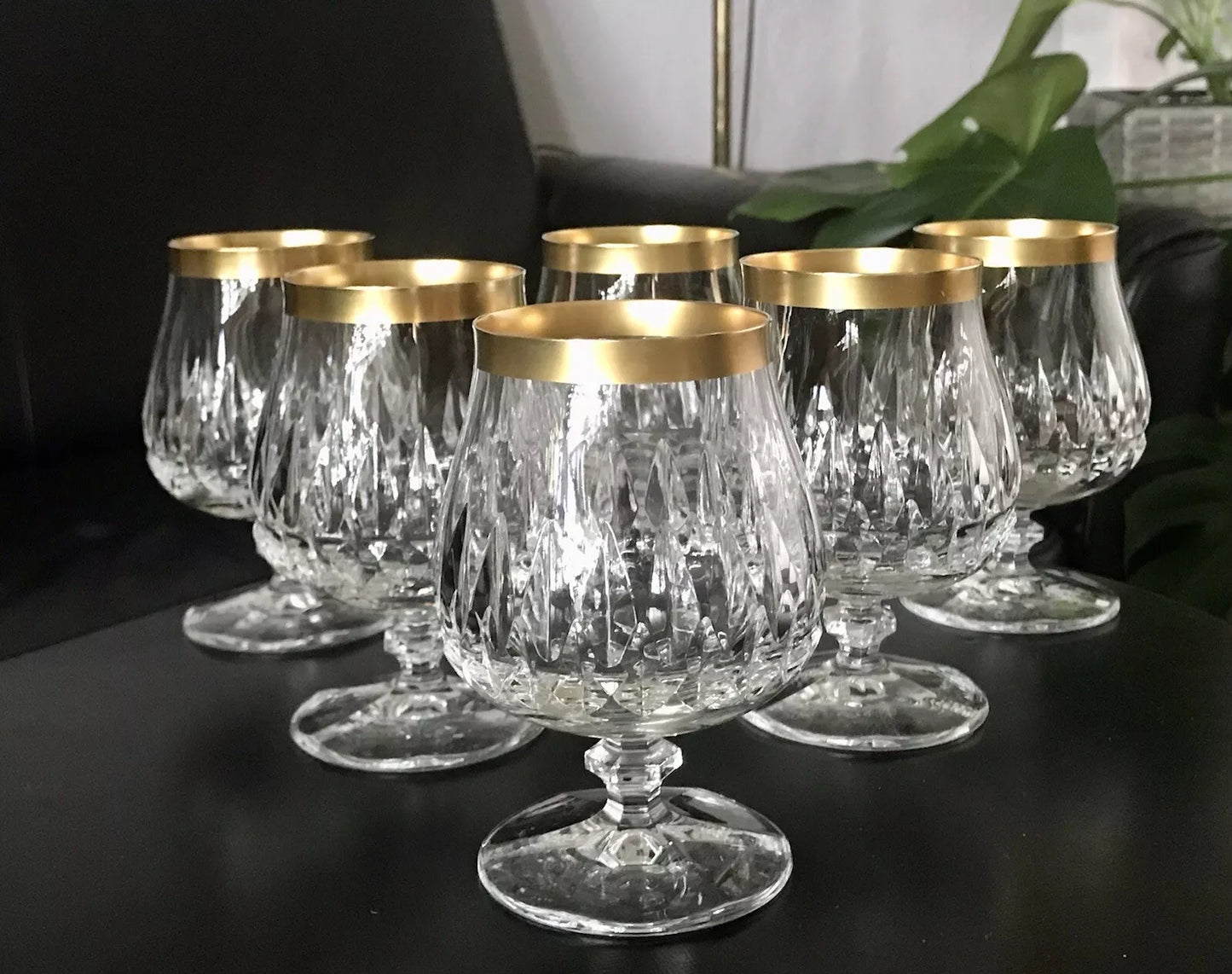 Vintage 12 EDEL Cognacschwenker Cognac Gläser Kristallglas Goldrand