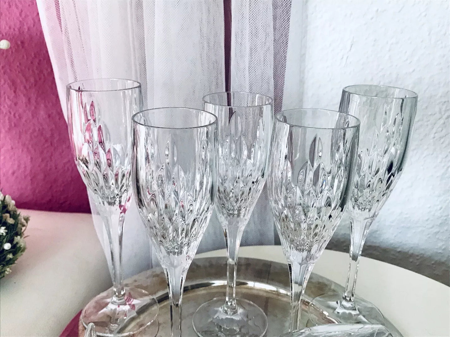 Vintage 6 EDEL Nachtmann Champagner Sektflöten Sektgläser Glas Kristallglas