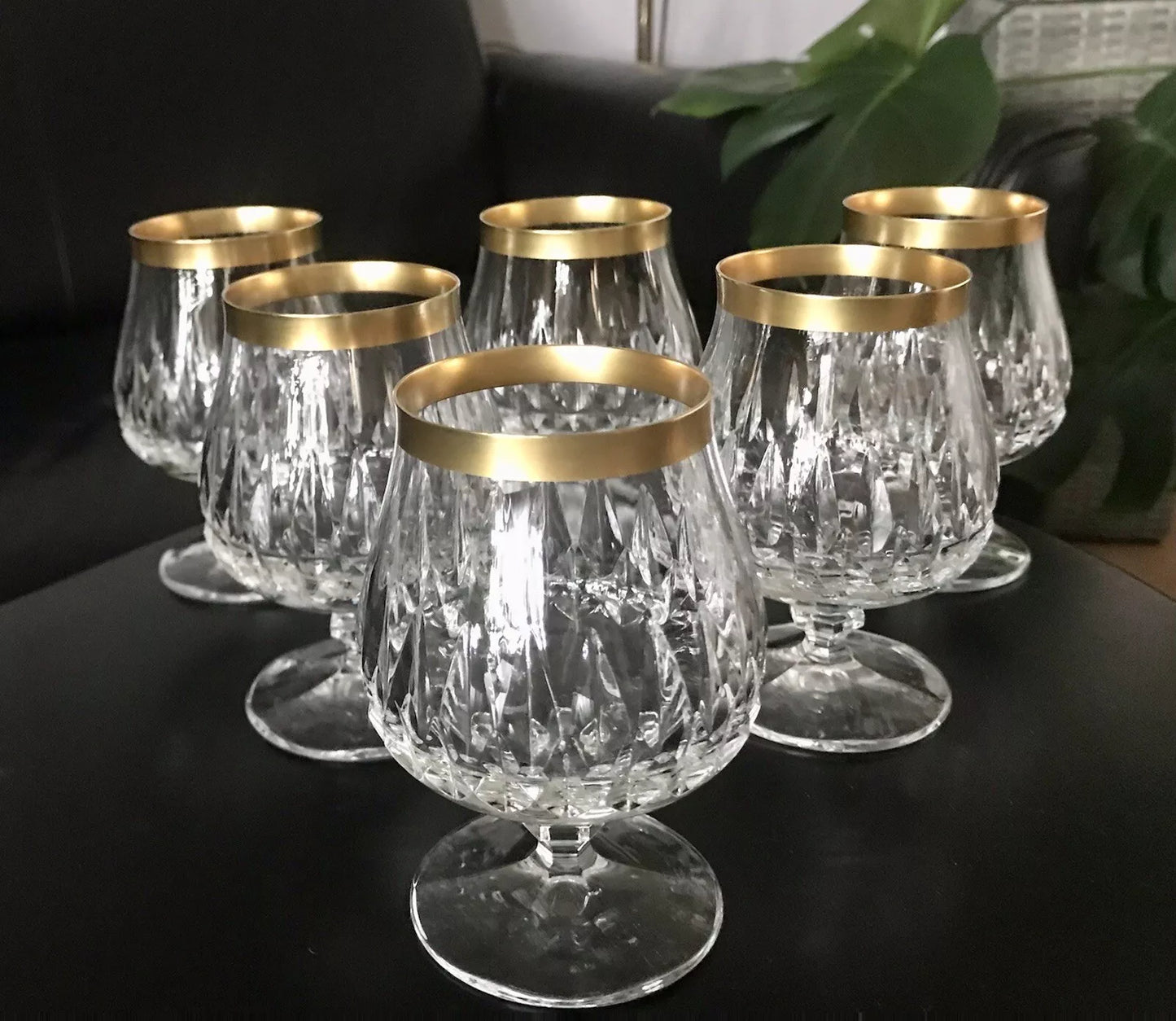 Vintage 12 EDEL Cognacschwenker Cognac Gläser Kristallglas Goldrand