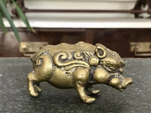 Alt antik? Messing Bronze?  Skulptur Figur Schwein reich verziert Feng Shui