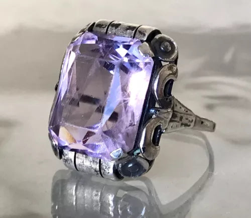 Antik Art Déco Jugendstil Edel DAMEN RING Silber Amethyst ? Gr. 56 57