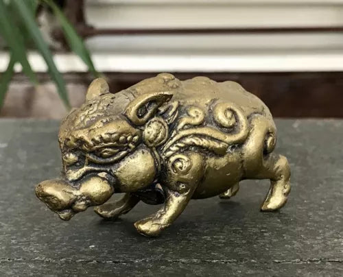 Alt antik? Messing Bronze?  Skulptur Figur Schwein reich verziert Feng Shui