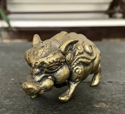 Alt antik? Messing Bronze?  Skulptur Figur Schwein reich verziert Feng Shui