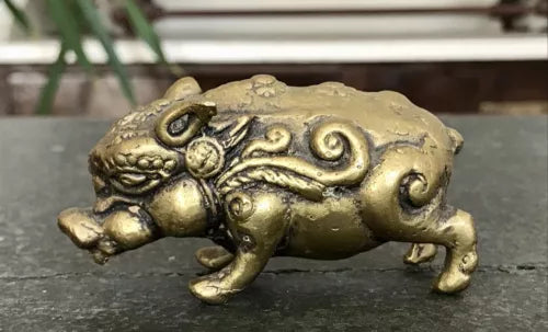 Alt antik? Messing Bronze?  Skulptur Figur Schwein reich verziert Feng Shui