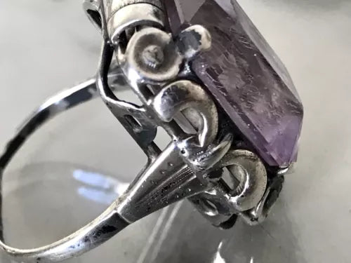 Antik Art Déco Jugendstil Edel DAMEN RING Silber Amethyst ? Gr. 56 57