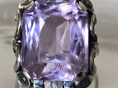 Antik Art Déco Jugendstil Edel DAMEN RING Silber Amethyst ? Gr. 56 57