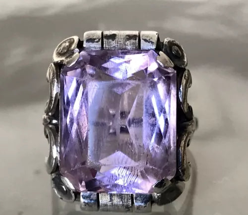 Antik Art Déco Jugendstil Edel DAMEN RING Silber Amethyst ? Gr. 56 57