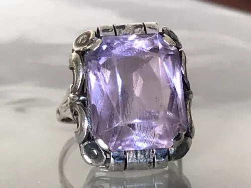 Antik Art Déco Jugendstil Edel DAMEN RING Silber Amethyst ? Gr. 56 57