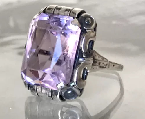 Antik Art Déco Jugendstil Edel DAMEN RING Silber Amethyst ? Gr. 56 57