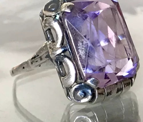 Antik Art Déco Jugendstil Edel DAMEN RING Silber Amethyst ? Gr. 56 57