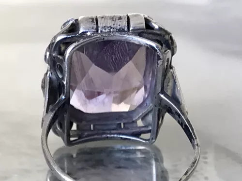 Antik Art Déco Jugendstil Edel DAMEN RING Silber Amethyst ? Gr. 56 57