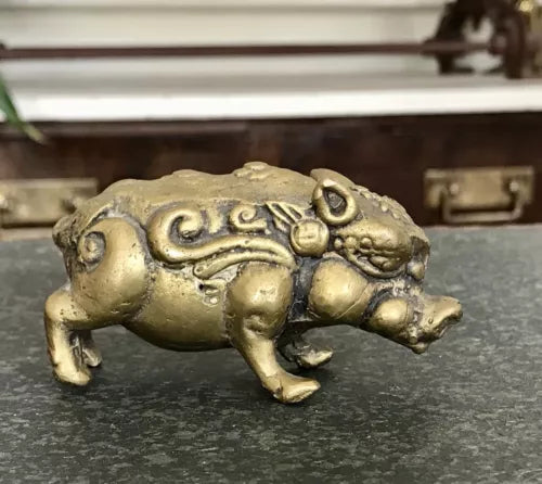 Alt antik? Messing Bronze?  Skulptur Figur Schwein reich verziert Feng Shui