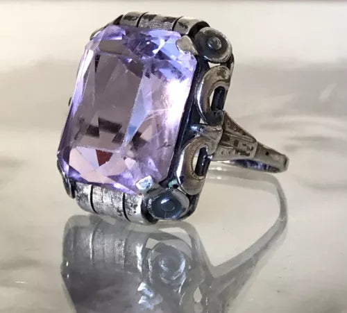 Antik Art Déco Jugendstil Edel DAMEN RING Silber Amethyst ? Gr. 56 57