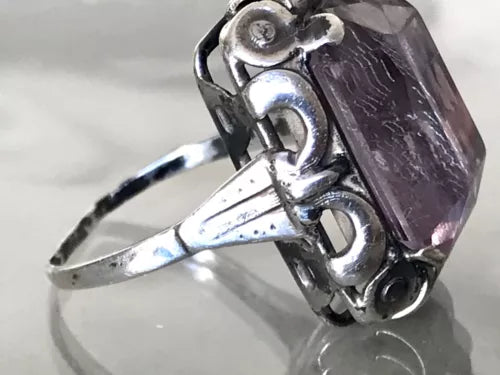 Antik Art Déco Jugendstil Edel DAMEN RING Silber Amethyst ? Gr. 56 57