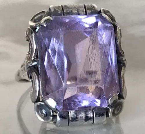 Antik Art Déco Jugendstil Edel DAMEN RING Silber Amethyst ? Gr. 56 57