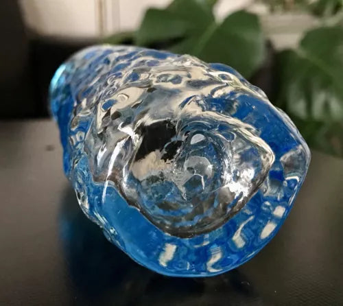 Vintage Geoffrey Baxter Whitefriars ? Designer Glasvase Vase Glas türkis Blau