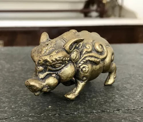 Alt antik? Messing Bronze?  Skulptur Figur Schwein reich verziert Feng Shui