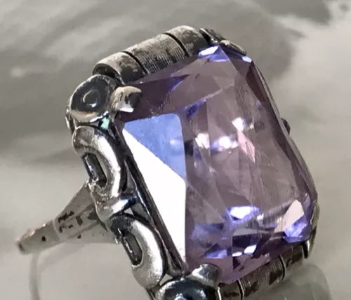 Antik Art Déco Jugendstil Edel DAMEN RING Silber Amethyst ? Gr. 56 57